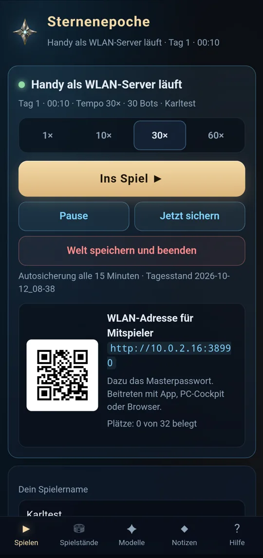 Sternenepoche-App: Handy als WLAN-Server